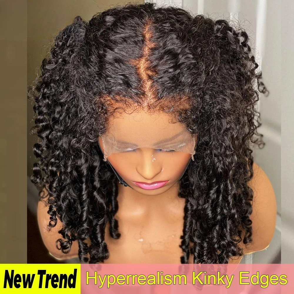 Perruques à cheveux humains bouclés coquines 4c Broissures frontales ondes profondes 13x4 Wig Hd en dentelle Hair brésilien Wig Wig Wear et aller