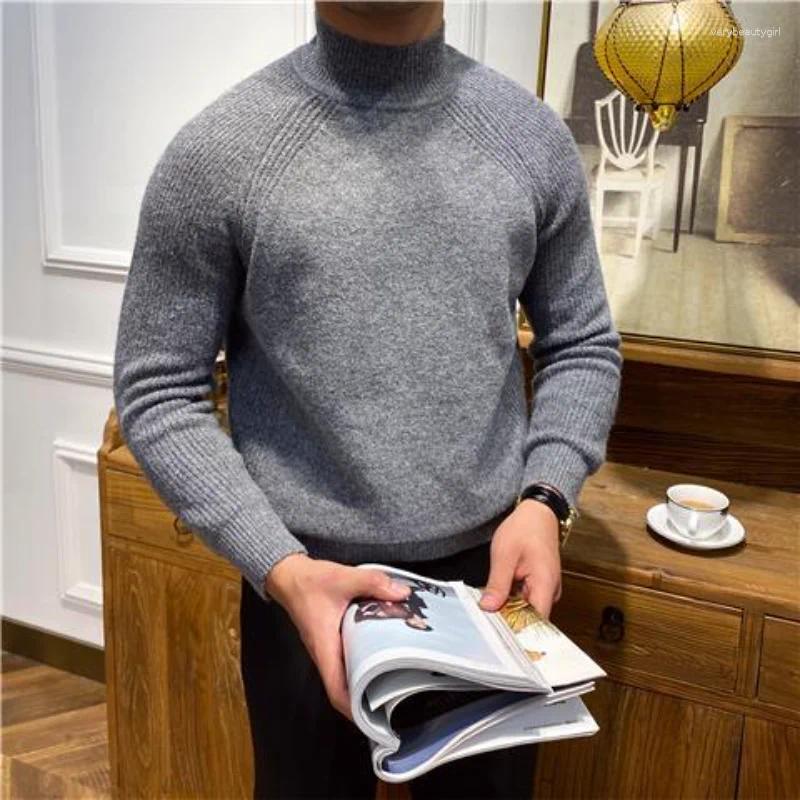 Men's Sweaters Japanese Retro Autumn Winter Warm Casual Sweater British Half-high Neck Pullover Versatile Fashion Men