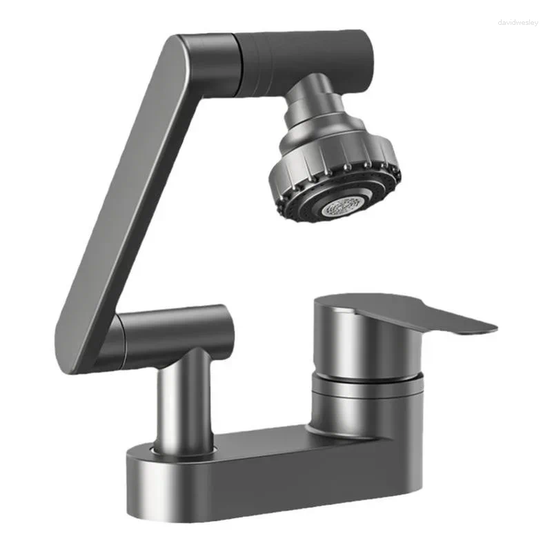 Bathroom Sink Faucets Washbasin Double Hole Faucet Cold And Water Second Gear Basin 360° Rotating Mixing Valve Tap
