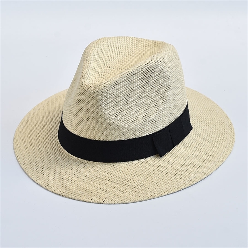 Chapeaux de paille décontractés d'été pour femmes hommes panama trilby jazz chapeau extérieur uv protection plage chapeau chapeau bonnet 250920