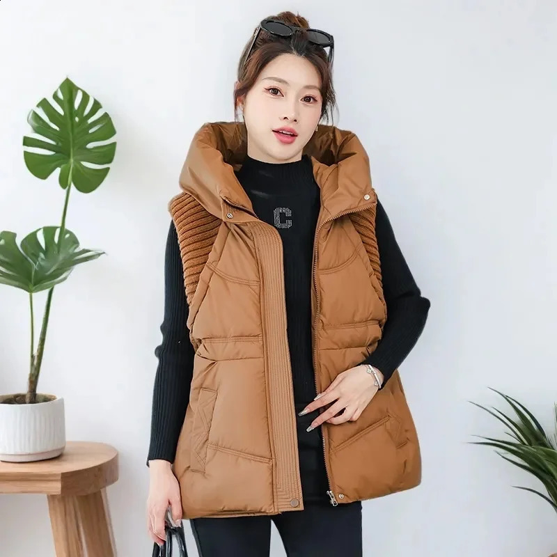 2025 Vetet Femme Veste bouffeur Parkas Vente à vent Engin Light Cabille chaude Femme Duck Blanc Down Bas Couche sans manches 250911