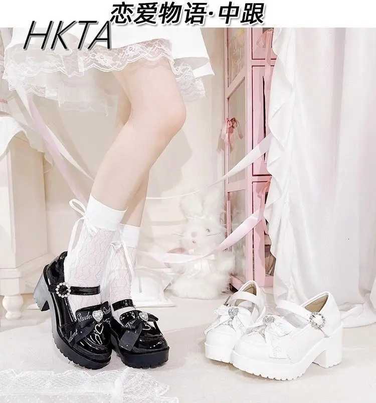 Mary Jane Shoes Subcultural Bow Love Punk Style Japanese Medium Heel Heightened Womens Shoes Lolita Girl Student Platform Boots W250922