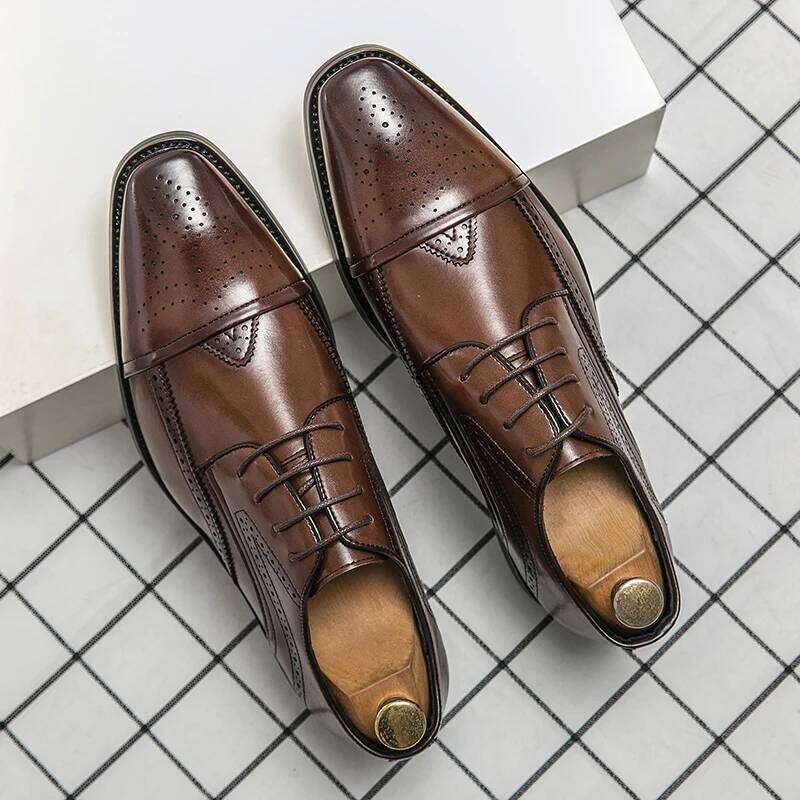 2022 High Quality Handmade Oxford Dress Men Genuine Cow Leather Suit Footwear Wedding Formal Italian Shoes Casual