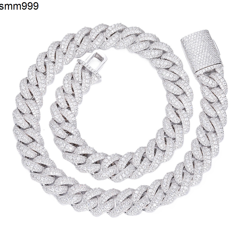 Fine Jewelry 15mm Iced Out Diamond Cuban Chain Necklace White Gold Plated Miami Cuban Link Mens Hip Hop Style with Zircon Stone