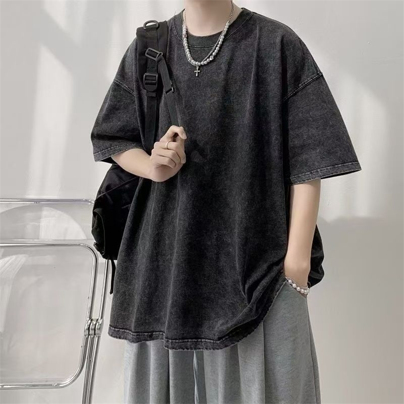 2026 Style 100 T-shirt en coton peigné pour femmes hommes Tshirt surdimensionné lavé