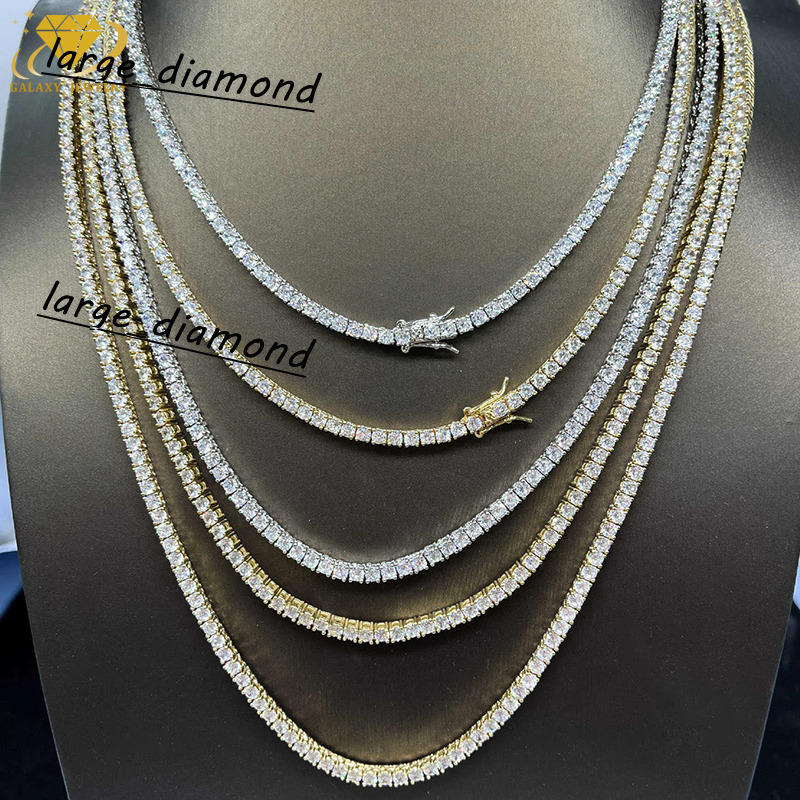 Hiphop Tennis Chain Custom Fine Jewelry Necklaces 2mm 4mm 65mm Silver 925 Jewelry Iced Out Vvs Moissanite Tennis Chain