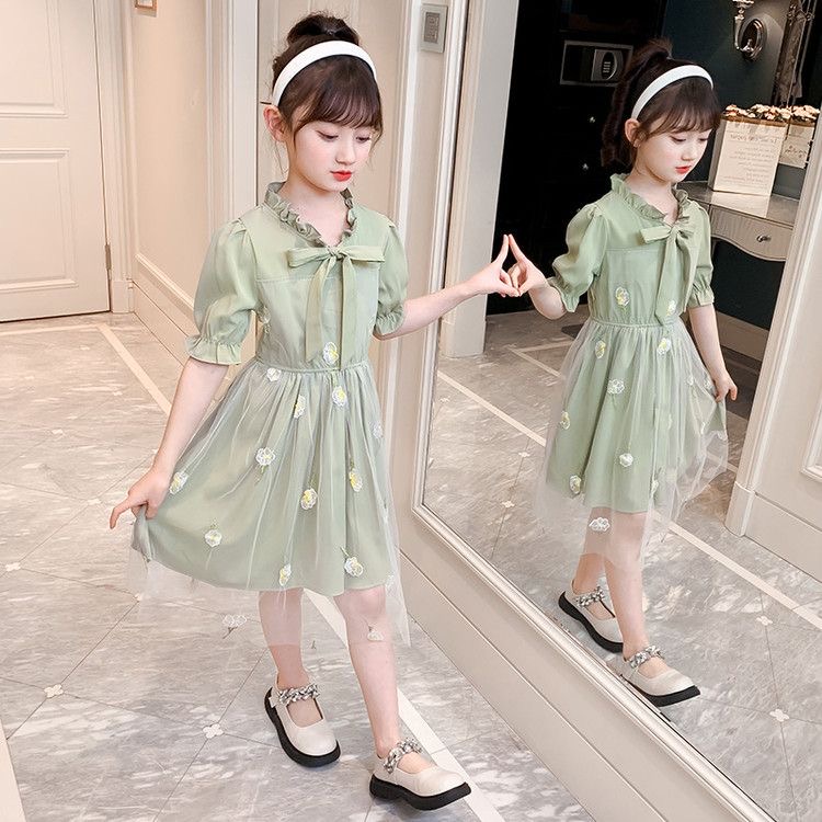 D361 new style big kids irregular shirt girl slit long skirt-image-1076239525