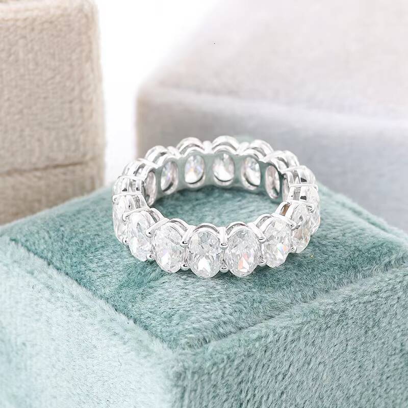 Hot Sale Fashion Customized Moissanite Diamond Oval 46mm Simple Silver Ring Bands 925 Gold Plated