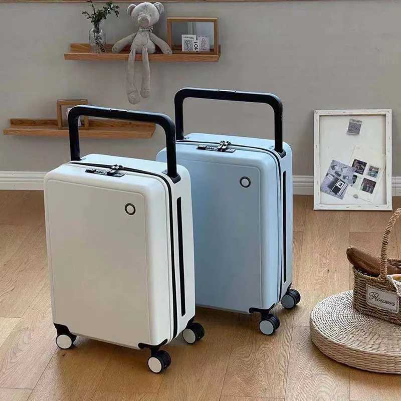 Wide Pole Travel Suitcase on Wheels USB 20 Inch Carry on Luggage Zipper TSA Trolley Luggage Bag Password Rolling Luggage CaseXJ250922-image-1076242538