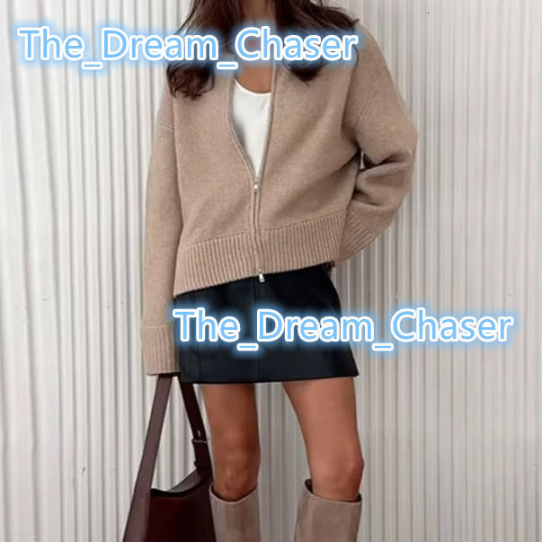 YY0003 Trendy Autumnwinter Hot Sale Casual Versatile Solid Color Double Zipper Knitted Sweater Cardigan for Women