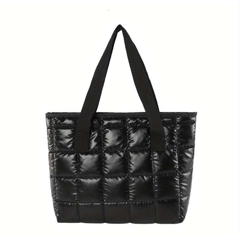 Women's Large Padded Tote Bag - Winter Casual Crossbody Shoulder Style, Lightweight Spacious with Zipper Closure, Durable Polyester in Coffee &