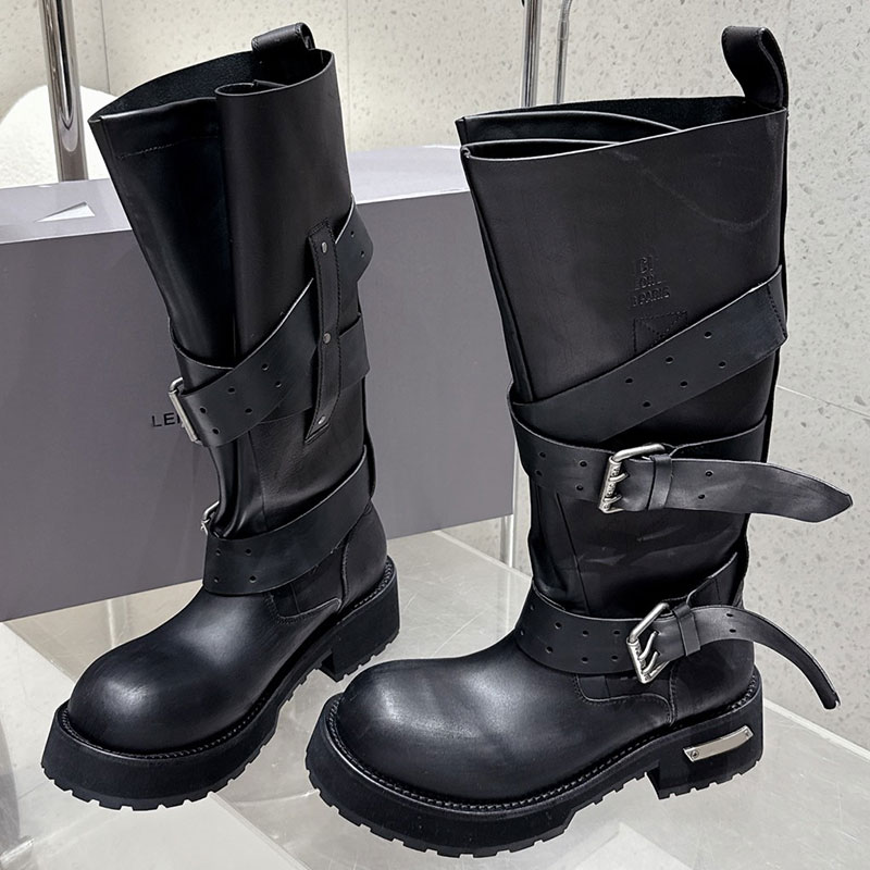 Womens Mens Venom High Boot In Black designers 20mm arch boots luxury womens buckle boots anti slip wear resistant thick toed rubber outsole with si
