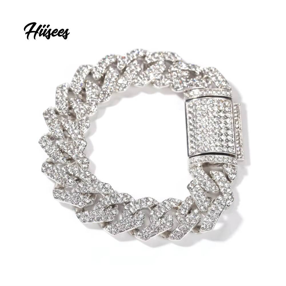 Bijoux glacé de haute qualité de haute qualité Silver Gold Bracelet Chains Pave Full CZ Men Cuban Link Collier