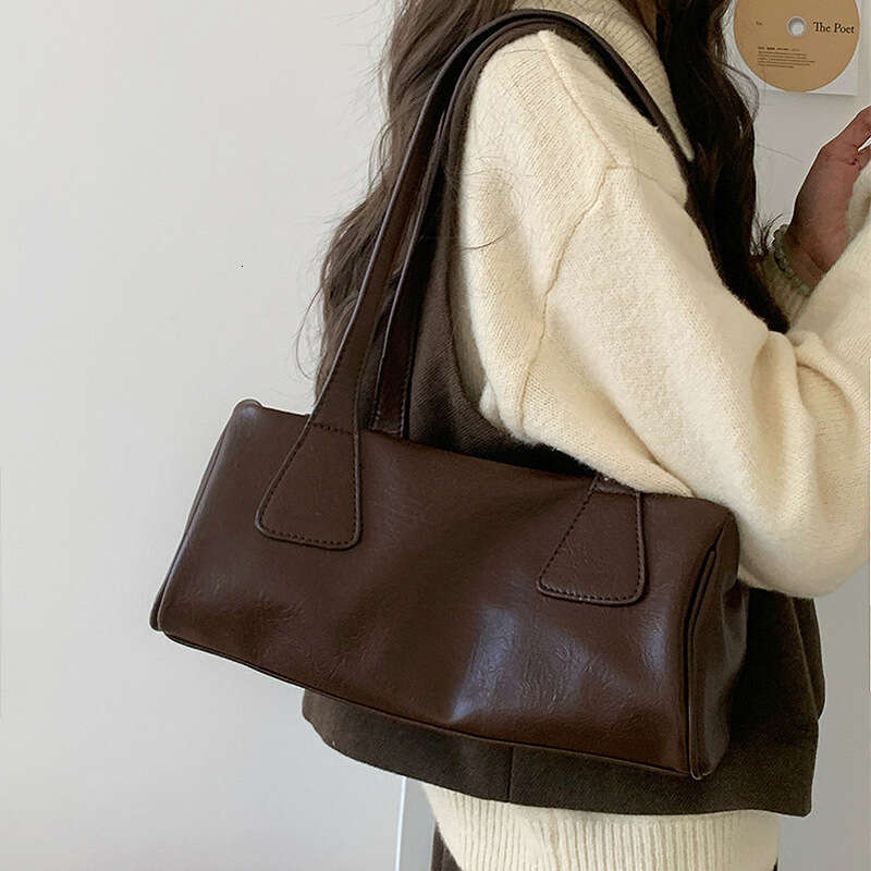 Brown Bag for Women Autumn and Winter Korean Ins Style Underarm Single Shoulder Bag Versatile Commuting Casual Simple Handbag C260805
