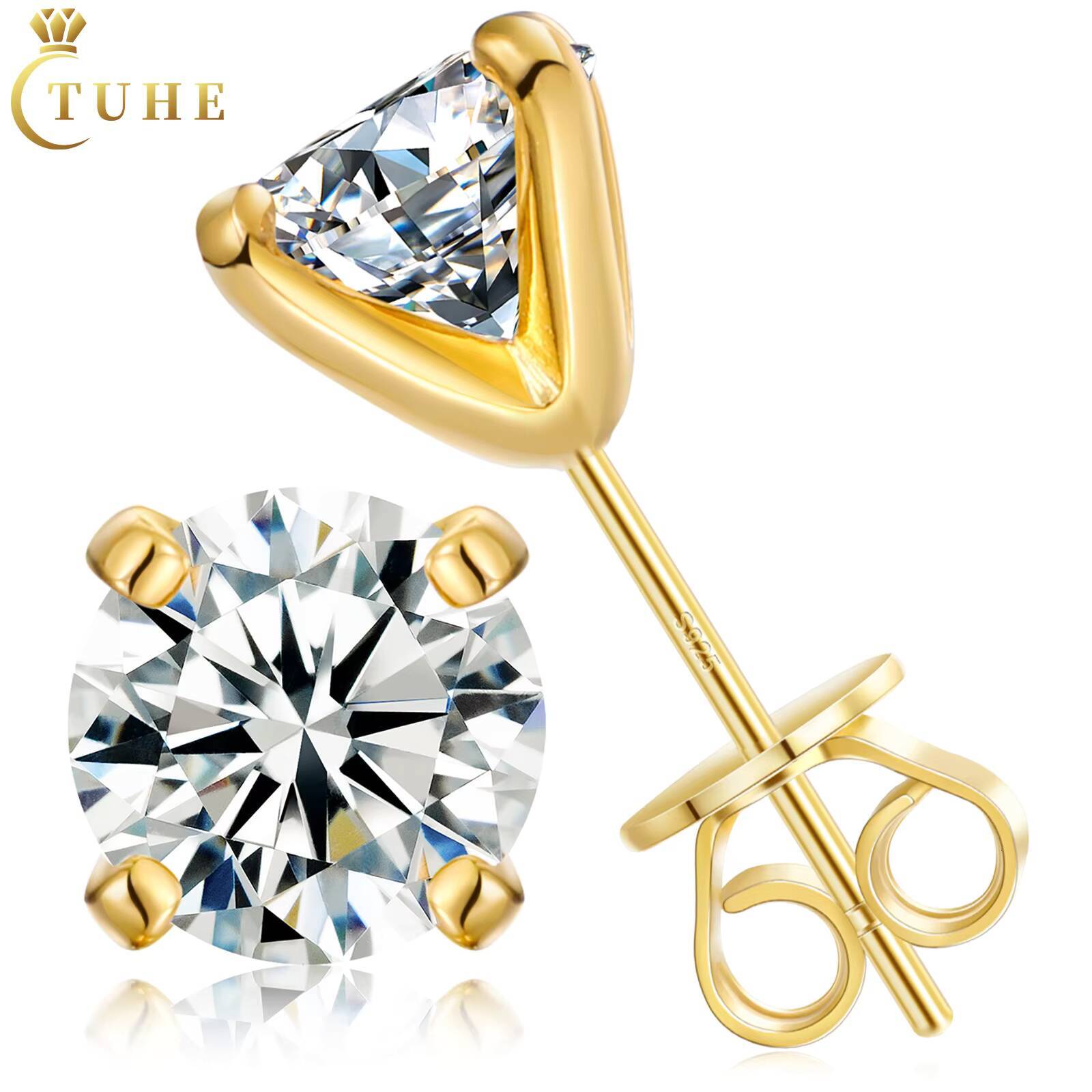 Superbe design de flamme 4 Prong 65 mm 1ct Boucles d'oreilles Moisanite Moisanite 925 Silver Sterling Accepté AUTRES AUTRES BIJOIDES PIELLES