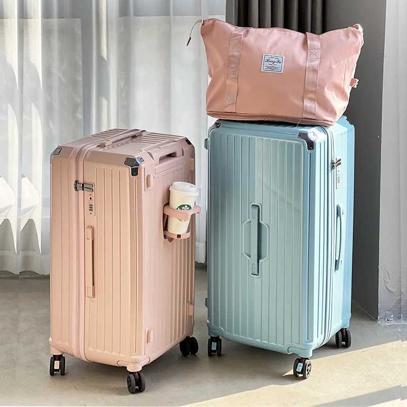 Extralarge capacity suitcase fivewheeled trolley case password case carryon case shockabsorbing brake universal wheel tXJ250922-image-1076242930