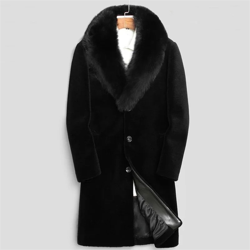 Solid Faux Fur Men Thick Jacket Winter Fur Coat Turn Down Collar Outerwear Faux Fur Black Parkas Casual Pockets 2025 Loose 250920