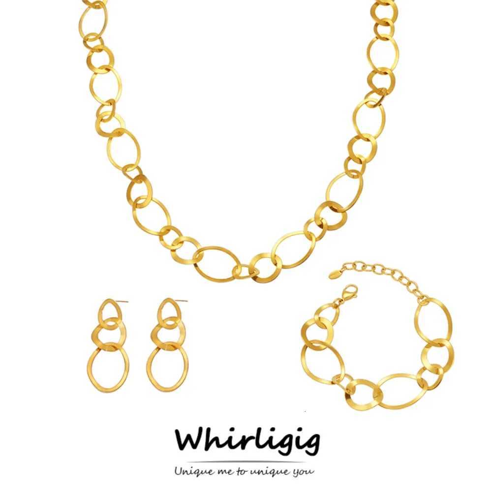 Stainless Steel Chain Necklaces Bracelets Matching Earring For Wen Hip Hop Rock Style Chunky Necklace Bracelet Earrings Set X250922