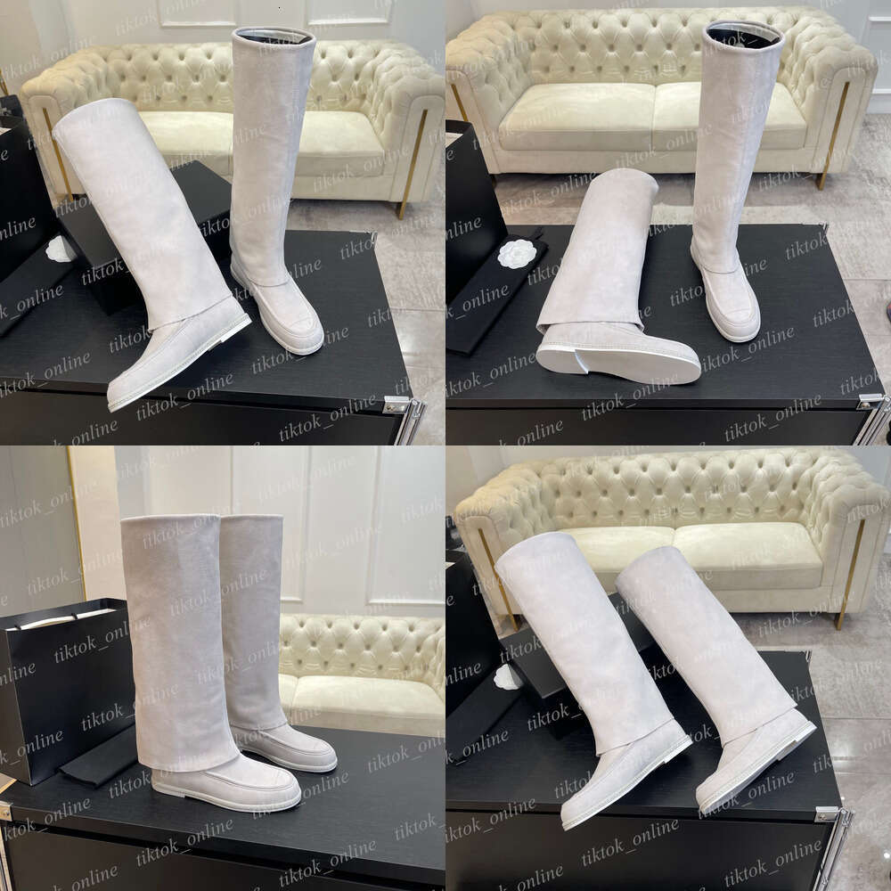 Designer Nouvelle arrivée mode en daim bottes hautes rond à plat sur les bottes du genou noire noire d'hiver