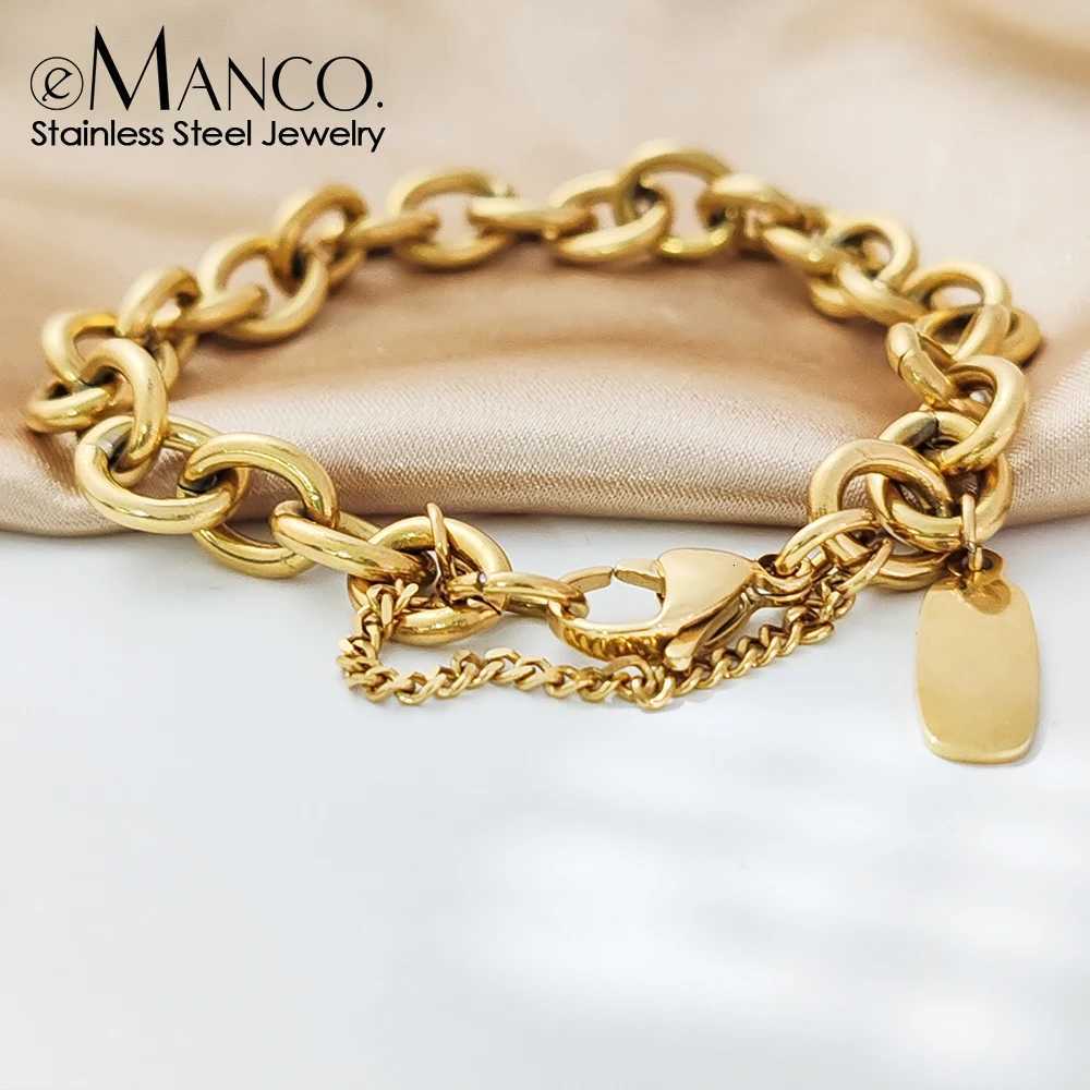 eManco Vintage Exaggerated Bracelet Punk Street Hip Hop Style Band Rap Chain GoldPlated Jewelry Bracelets Factory Direct X250922