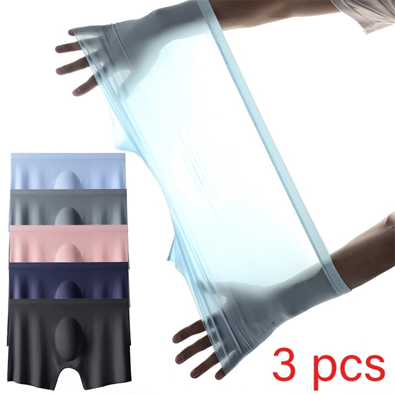 3PCSLOT Mens Summer UltraHin Boxers Briefes Ice Silk Sous-vêtements sans linge sexy Sous-pants shorts respirants Y250920