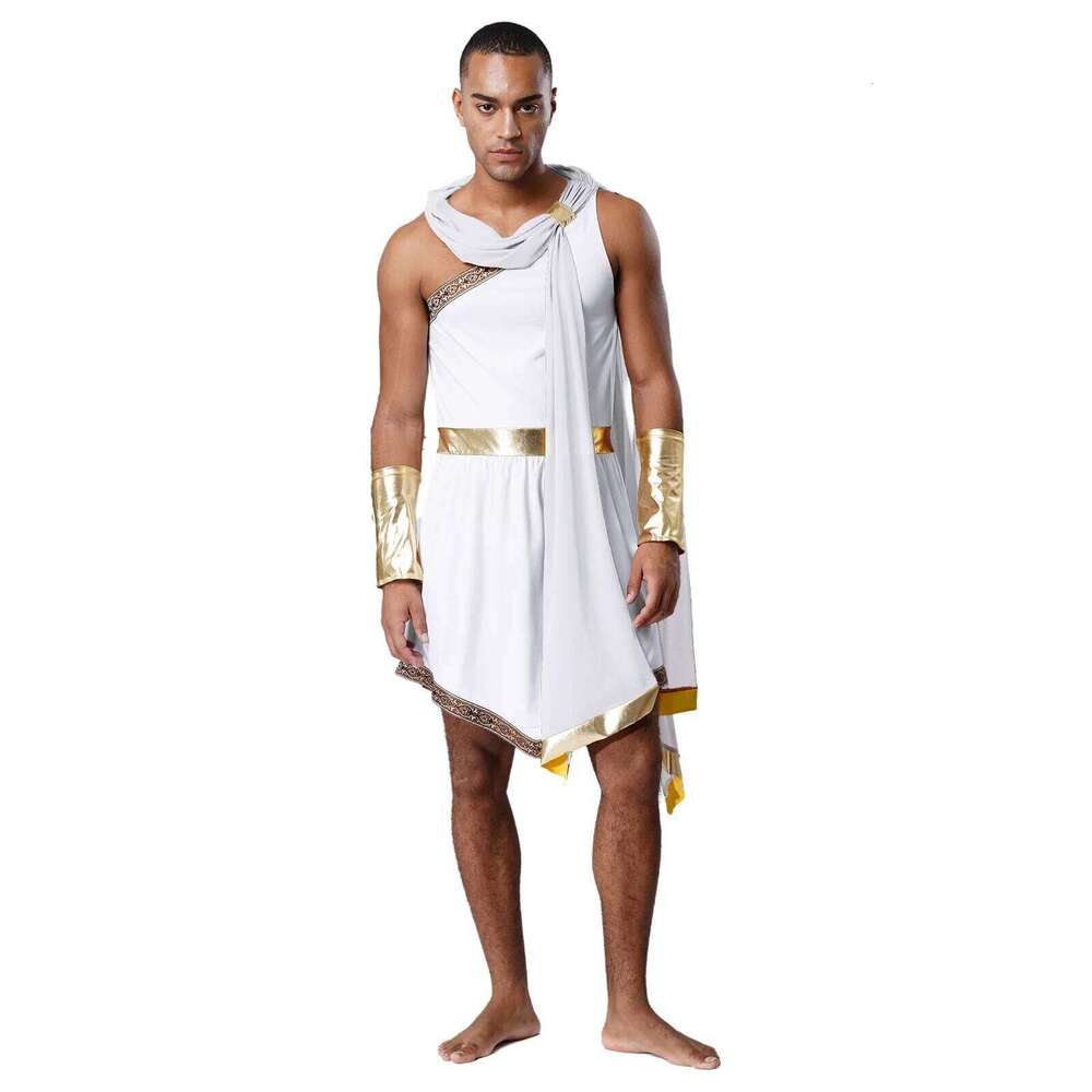 Hommes anciens grec prince toga costume halloween sophistian grec one épaule superposition vintage garnine robe robe romain costumes