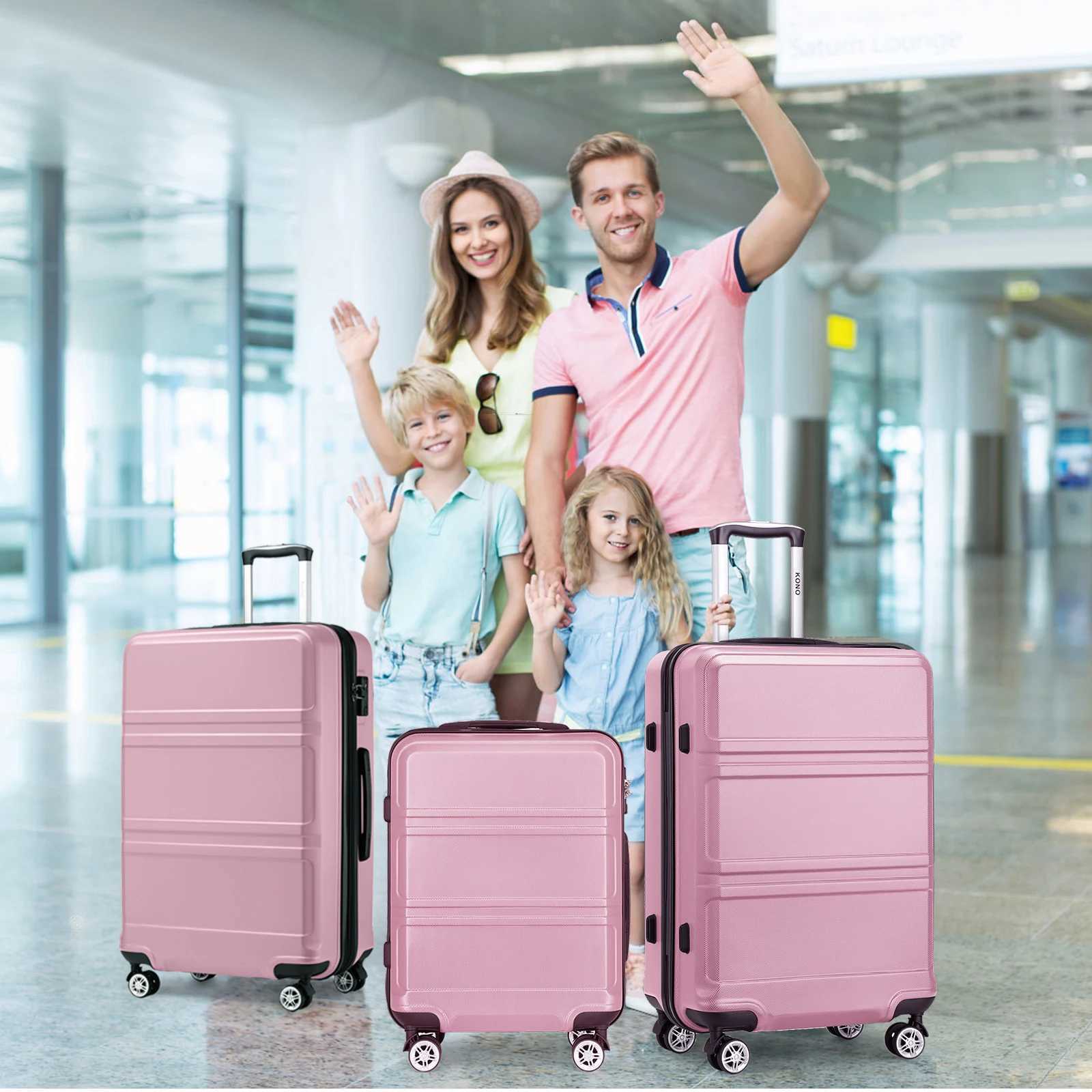 Kono 3Pc Hardshell Luggage Set 202428 Lightweight Suitcases with TSA Locks 360 WheelsXJ250922-image-1076246454