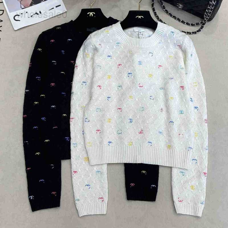 Women's Sweaters designer Nanyouzheng CH Home 25 Early Autumn New CC Colorful Embroidery Round Neck Long Sleeve Knitted Sweater Woolen Shirt TB