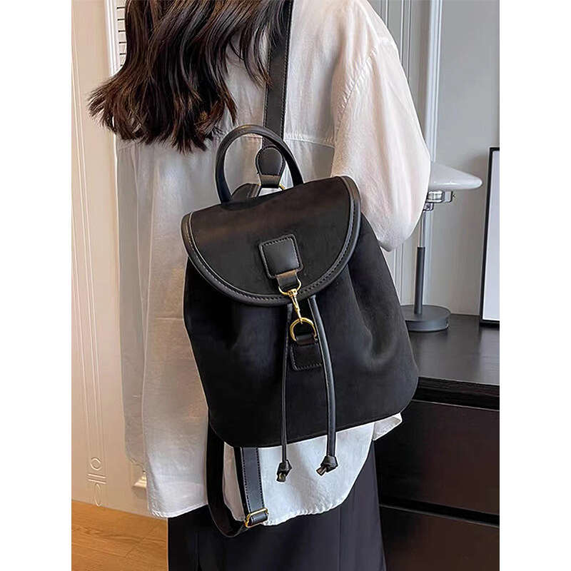 Sac à dos d'étudiant noir en cuir noir, nouvelle mode décontracté Simple haut de gamme pour femmes automne hiver