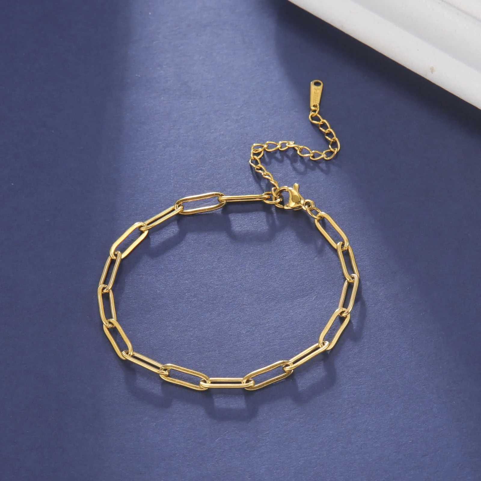 Skyrim Friendship Paperclip Link Chain Wen Girls Bracelets en or en acier inoxydable 2025 Bijoux minimaliste VNTINE CADEAUX X250922