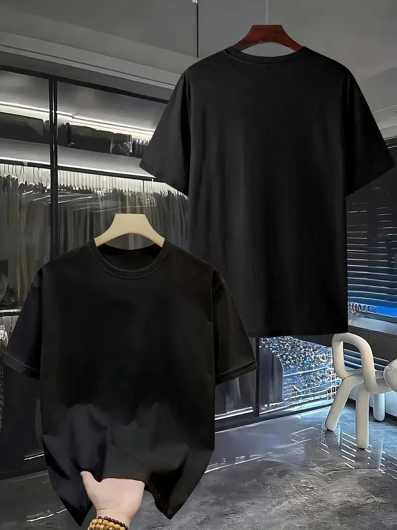 Oversized Mens Cotton TShirt Breathable Casual Loose Women Top Tee Streetwear Clothing Short Sleeve Solid Color Couple Unisex 250920