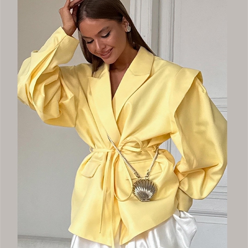Lacet Up Blazer Blazer Coat Femmes Elegant Turndown Coll Collier Long Manches Slim Fit Coats Chic Ladies Commutez les vêtements d'extérieur Y2509