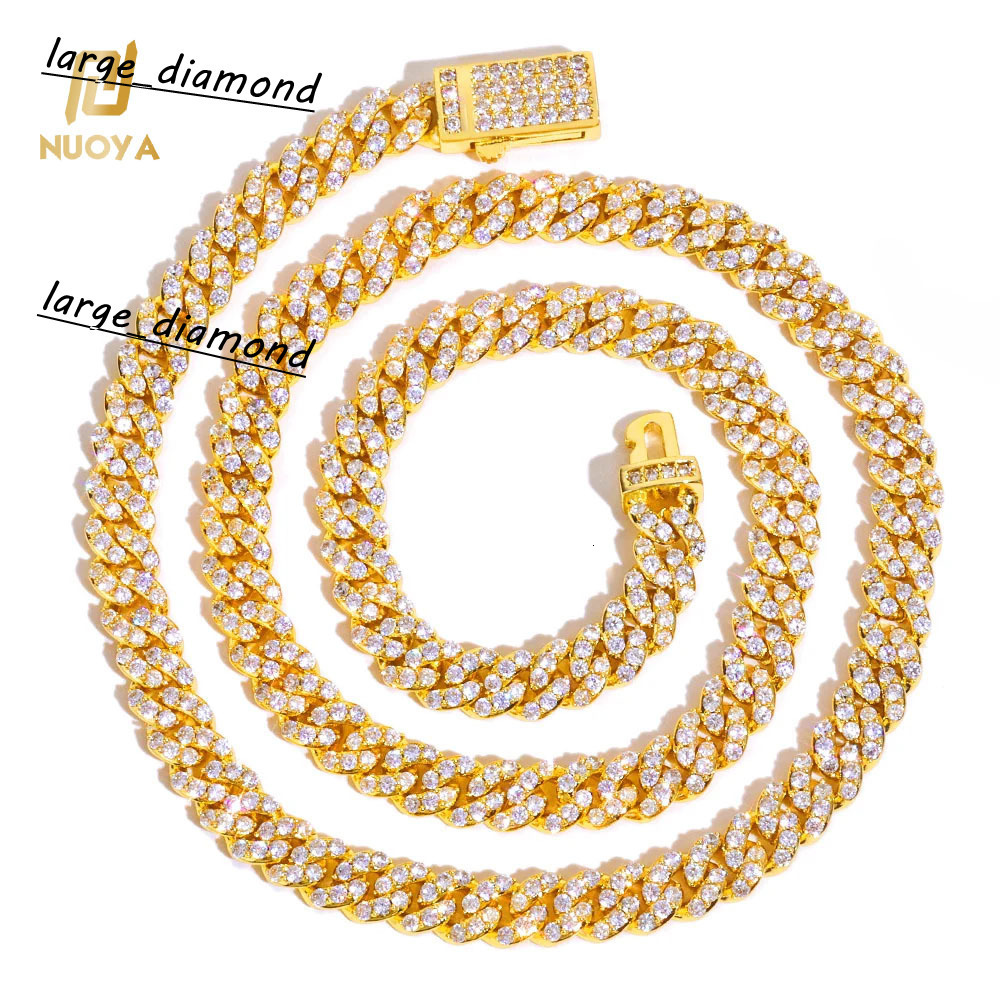 Iced Out Cuban Chain Necklace for Women 6mm Gold Plated Full Pave Moissanite Shiny Luxury Hip Hop Fine Jewelry