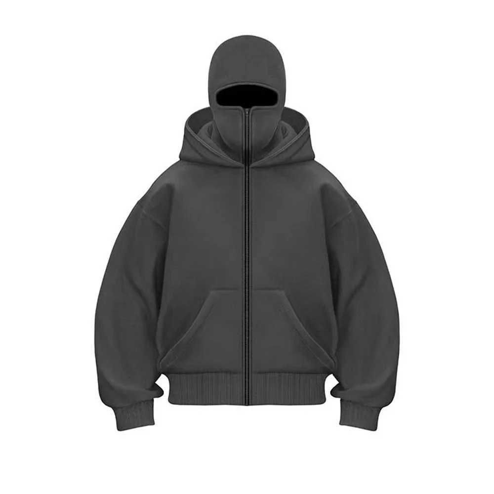 2K Fashion Double-Caps Hoodie Men Women Zipper Hooded Sweatshirts Solid Color Fleece Hoodies Spring Autumn Mens Clothing 2025