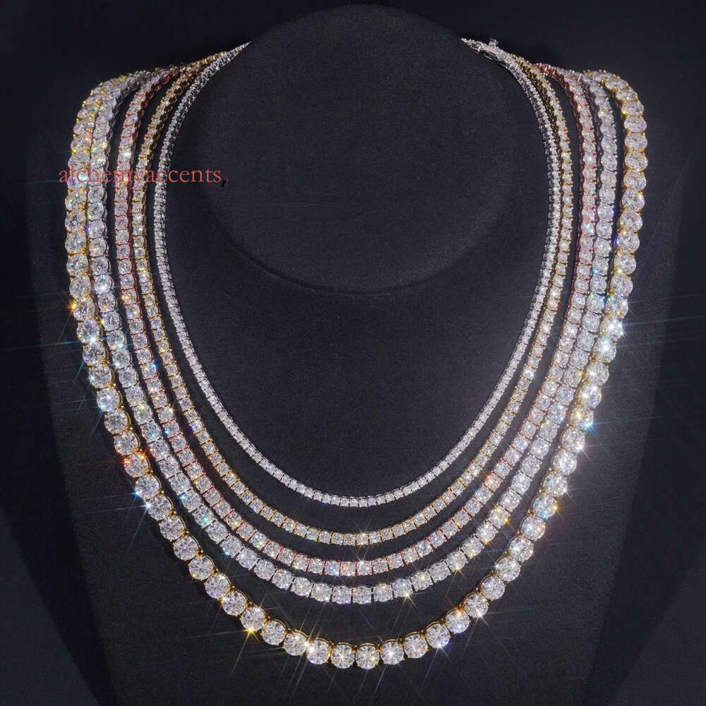 Wholesale Factory Price Iced Out 2mm 3mm 4mm 5mm 6.5mm Sterling Sier Lab Dia VVS Moissanite Tennis Chain