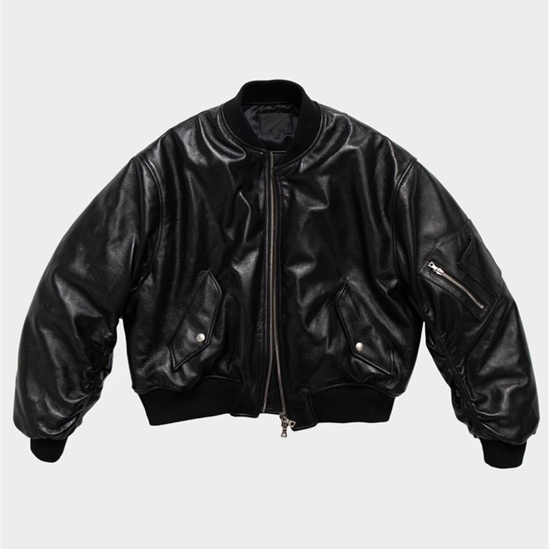 Mauroicardi Autumn Cool Handsome Black Thickened Warm Pu Leather Bomber Jacket Men Zipper er American Clothes 250920