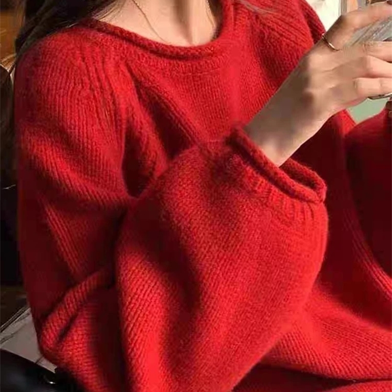 2025 Chic Solid Femme Sweater Pullover Loose Long Sleeve Women Korean Autumn Winter Jumpers Knitwear Soft Warm Tops y250920