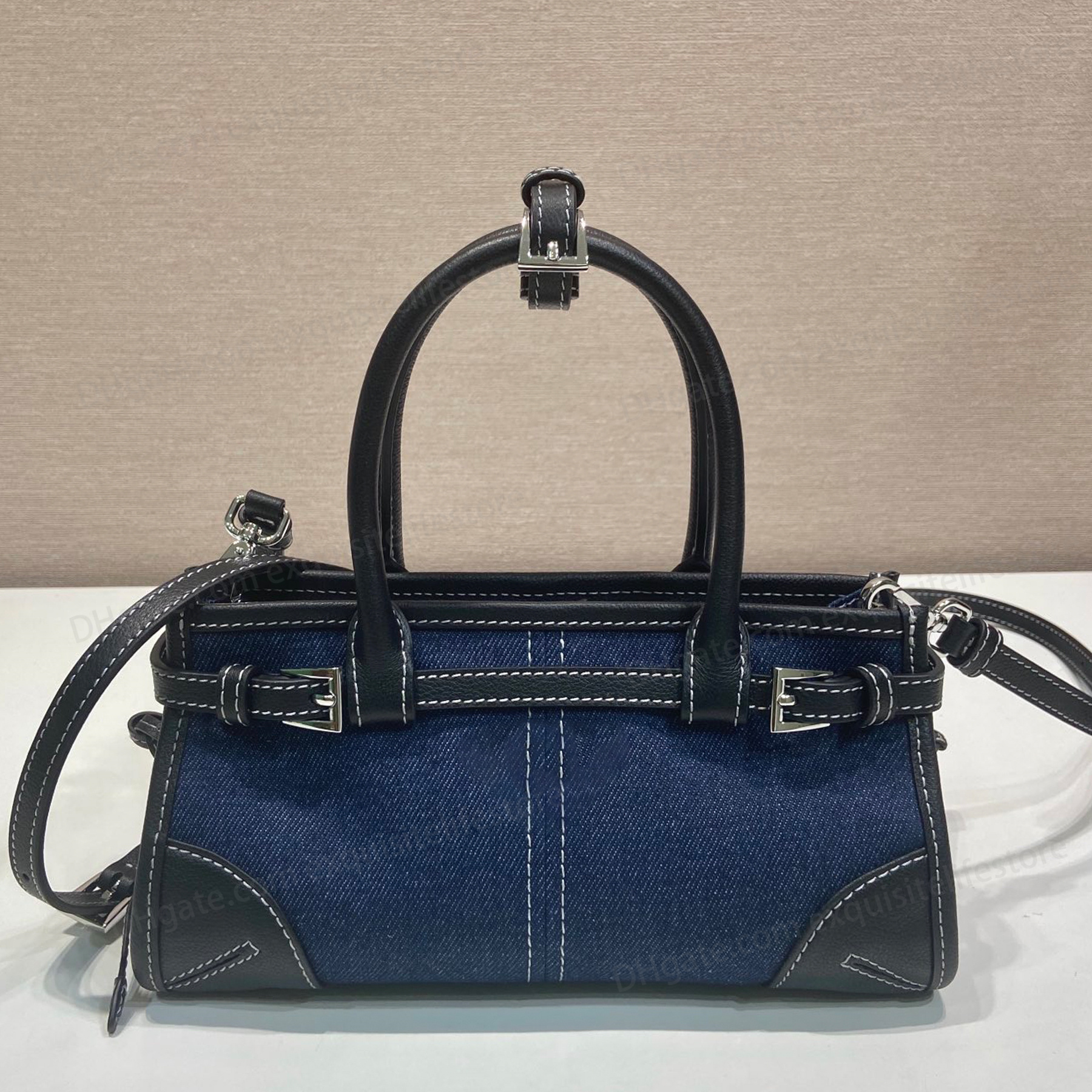 New Top Quality Bonnie Mini Handbag Luxury Designer Denim Genuine Leather Shoulder Bag Gold Hardware Crossbody Bag Zip Closure Handbag Detachable St