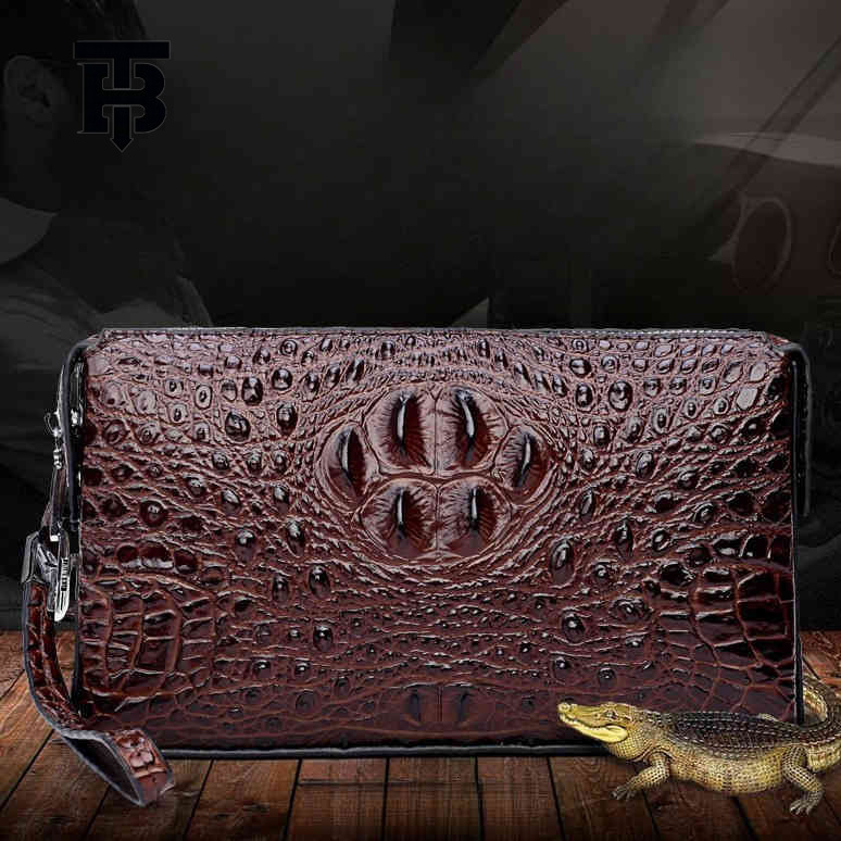TB BHULAMTE Free Shipping New Designer Bag Men's Handbag Anti-theft Business Casual Crocodile Leather Large Capacity Wallet Men's Multi Ca