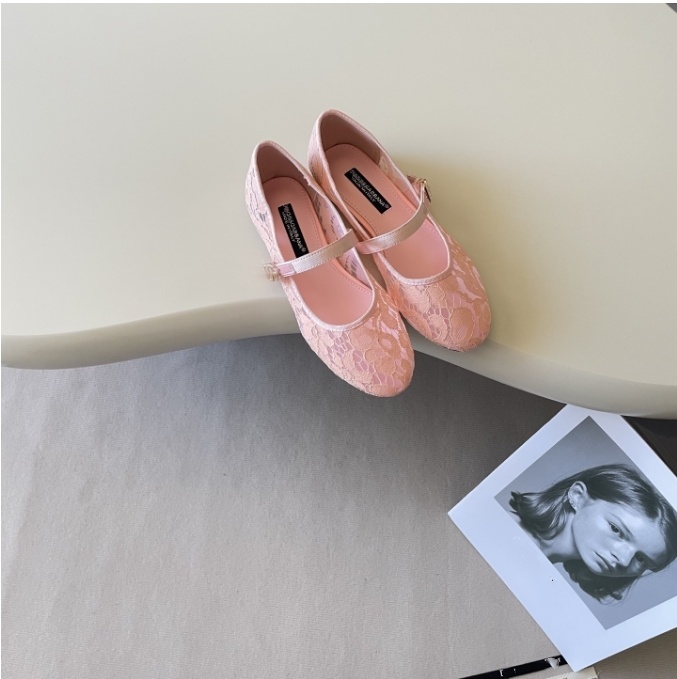 Chaussures de robe de mode de créateur de luxe Femmes Pink Ballet Chaussures Femme Chaussures Bow French 100% Chaussures plates en dentelle Mary