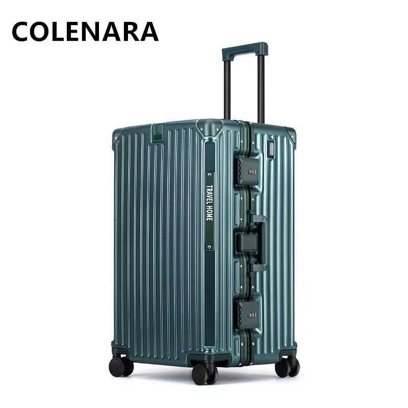 COLENARA Handheld Travel Suitcase Large Capacity Trolley Case 24262830 Inch Cart Type Travel Bag Mens Aluminum Frame LuggageXJ250922-image-1076246783