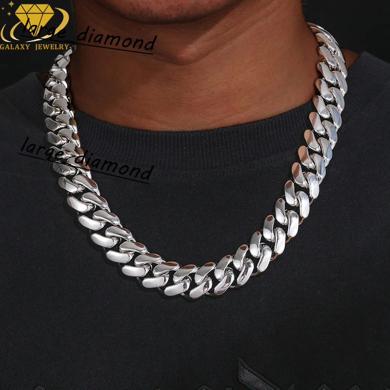 Heavy Duty Cuban Chains Solid 925 Sterling Silver 8mm20mm Wholesale Moissanite Clasp Thick Cuban Link Bracelet Necklace