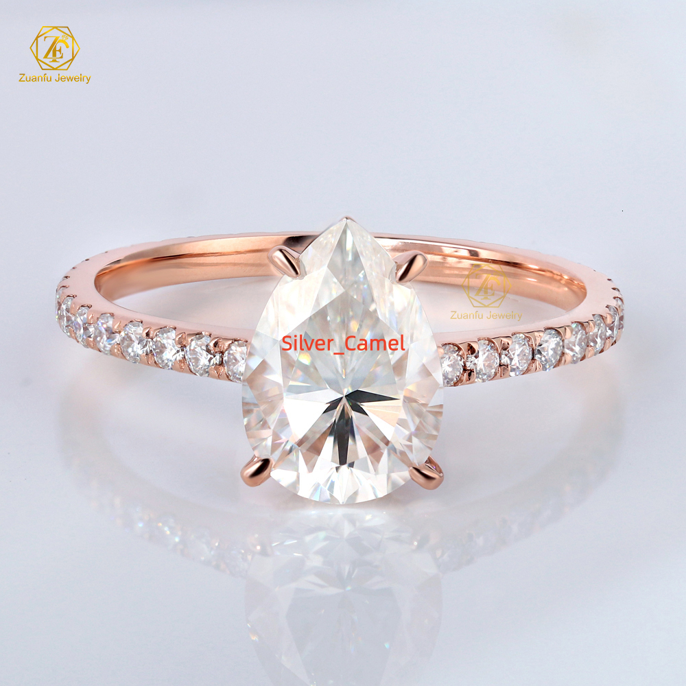 2025 Gift de la Saint-Valentin Bijoux fin 925S 9K14K18K PEUR COUPE MISSANITE DIAMANT ANGAGNE HALO DIAMOND RING POUR FEMME