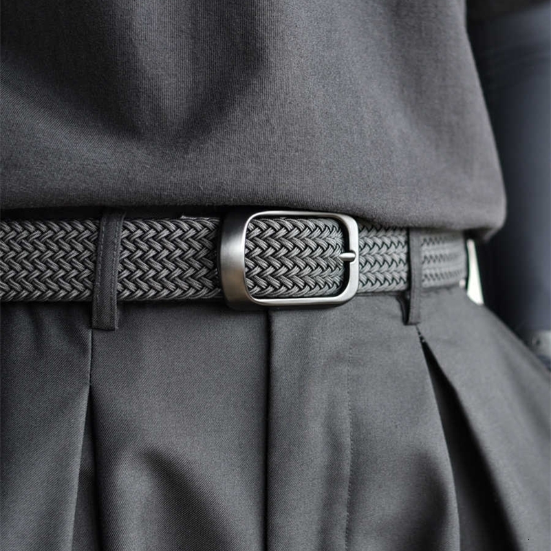 Télange pour hommes à la mode pour les jeunes adultes pantalons de toile multifonctionnelle décontractés avec des goujons de golf élastiques tiss