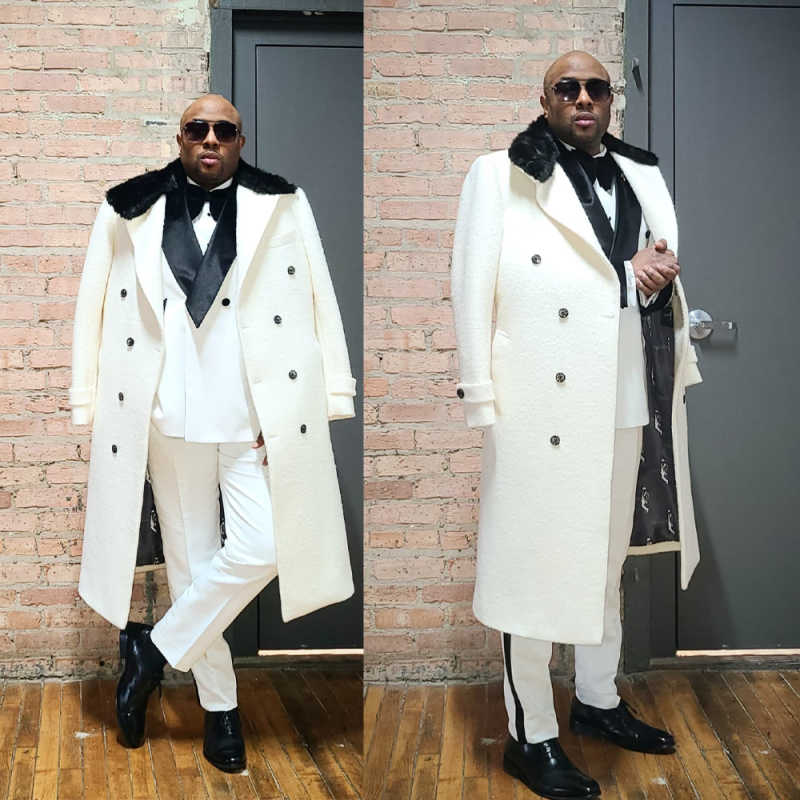 Mature Men Overcoat Wool Blend Thick Double Breasted Autumn and Winter Outdoors Warm Casual Men's Jacket Custom Made