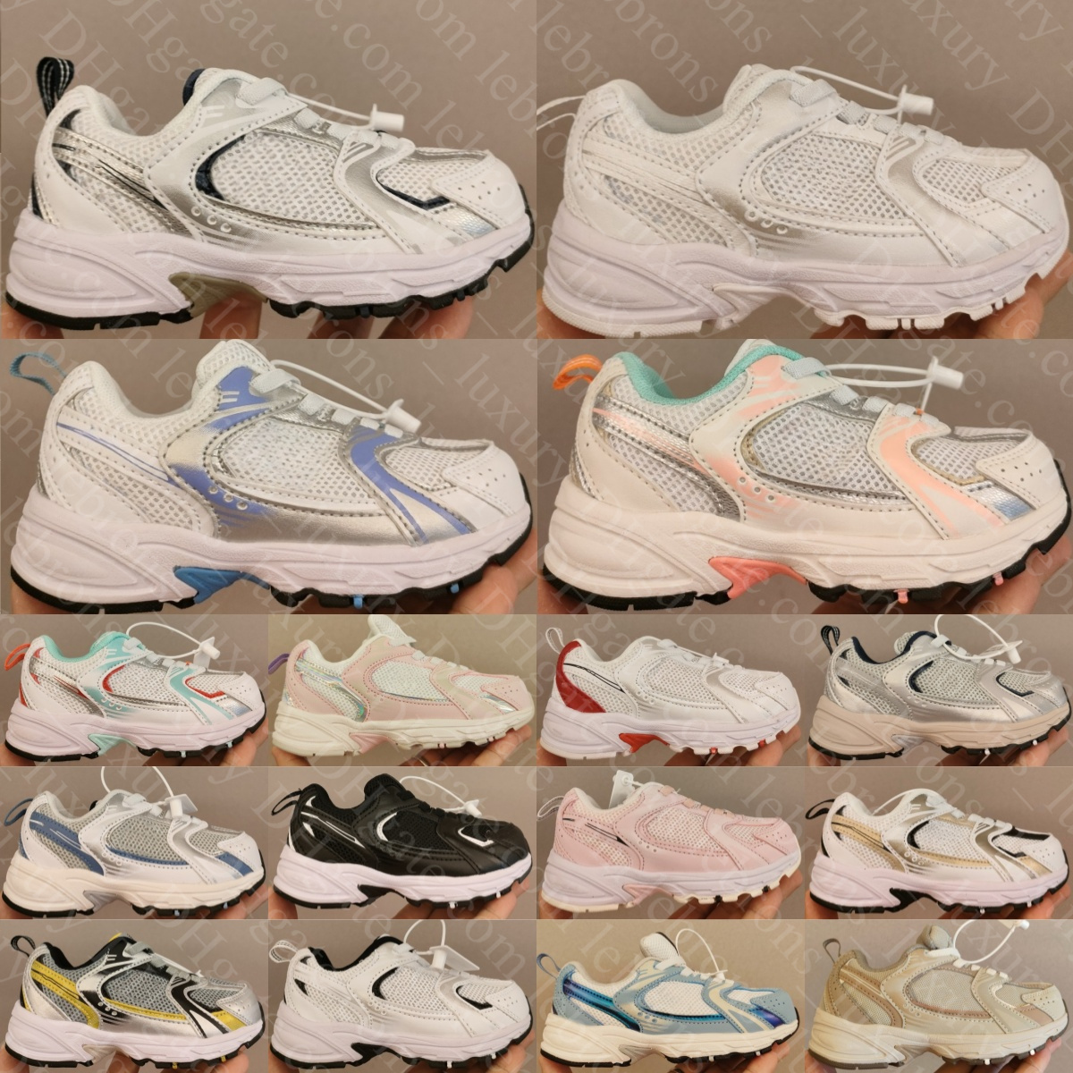 Kids Shoes Running Designer Boys Girls Sneakers Black Trainers Haze Sea Salt Raincloud Silver Metallic White Classic Grey Blue Pink Navy Children Yo