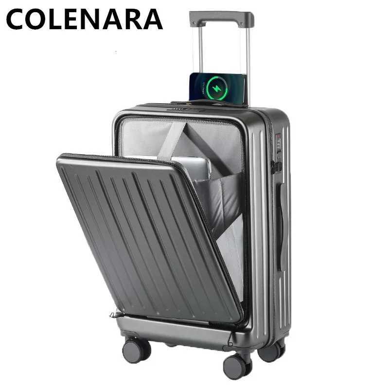 COLENARA 20222426 Inch Carryon Travel Luggage Front Opening Boarding Case PC Trolley Case Password Box USB Charging LuggageXJ250922-image-1076246694