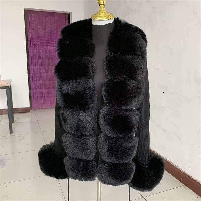 Womens Cropped Sweater Cardigan Spring Autumn Faux Fur Knit Sweater Cardigan with Faux Fox Fur Collar Ladies Coat 250920