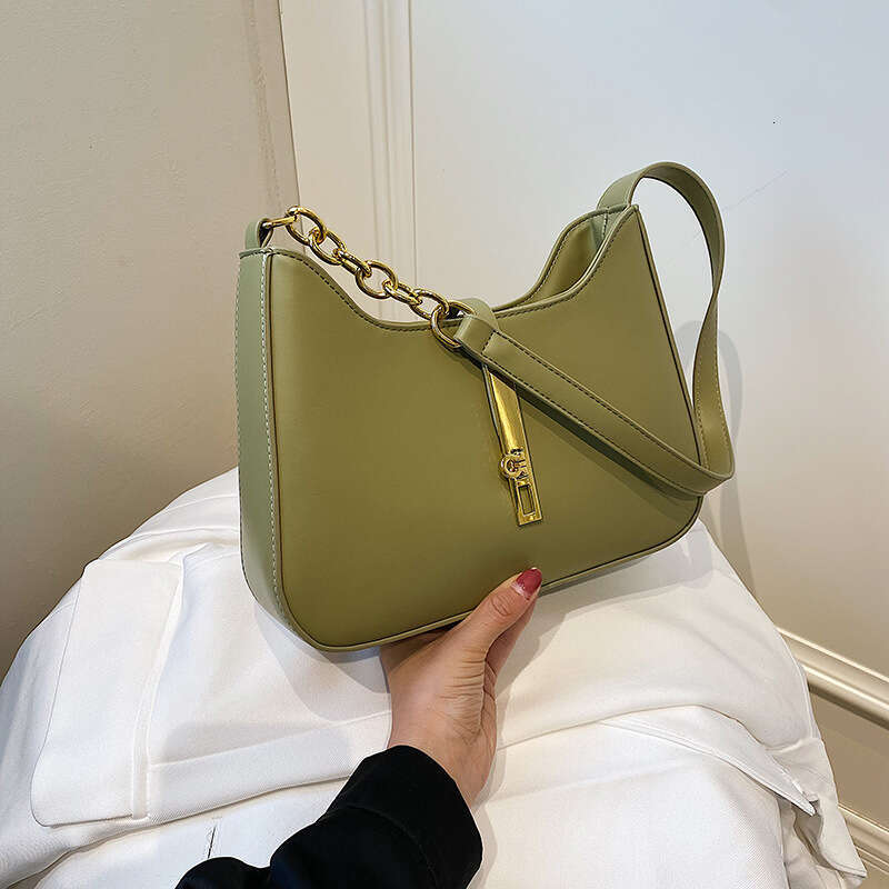 Green for Women New Korean Version Simple Versatile High-end Feel Shoulder Elegant Commuting Fashion Underarm Small Square Bag