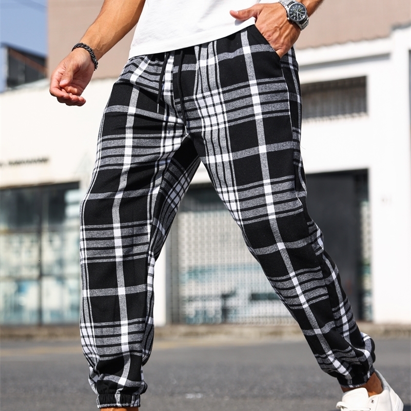 Mens Plaid Print Cuffed Casual Trousers Comfortable Sleepwear Pajamas Pants for Relaxed Style 250920